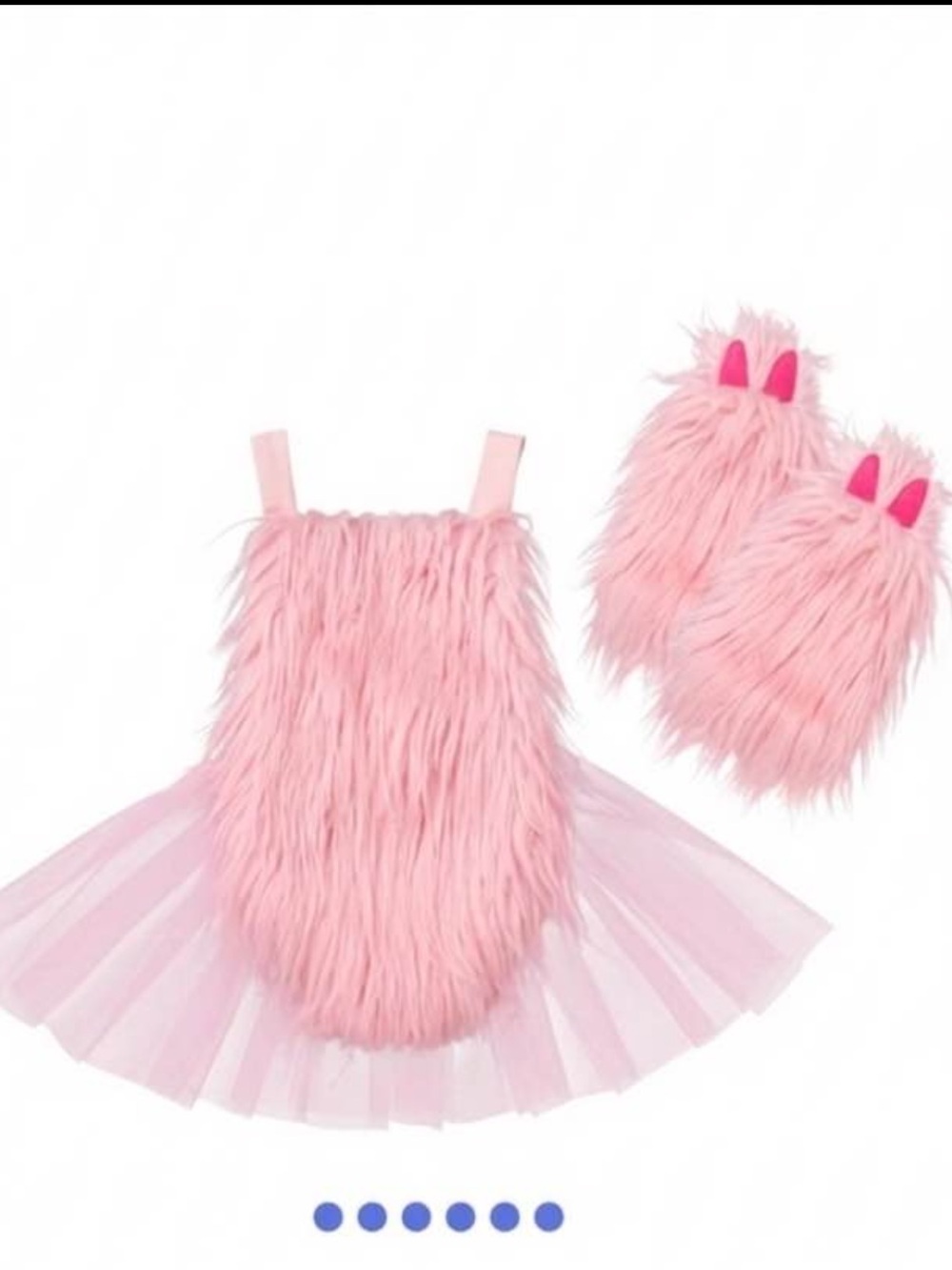 Pink Furry Monster Tutu Costume Dress with Arm Warmers (1-1,5 years)